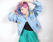 20% OFF VACATION SALE 90s Butterflies and Flowers Embroidered Jean Jacket (M/L)