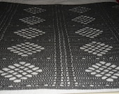 Large Hand Crocheted Afghan - 'DIAMONDS DESIGN' in Heather Gray Cozy Blanket Throw