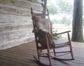 Have  A Seat On The Porch - fine art photograph - vintage rocking chair, wood, relax, slow down, peace, tranquility, antique, log cabin