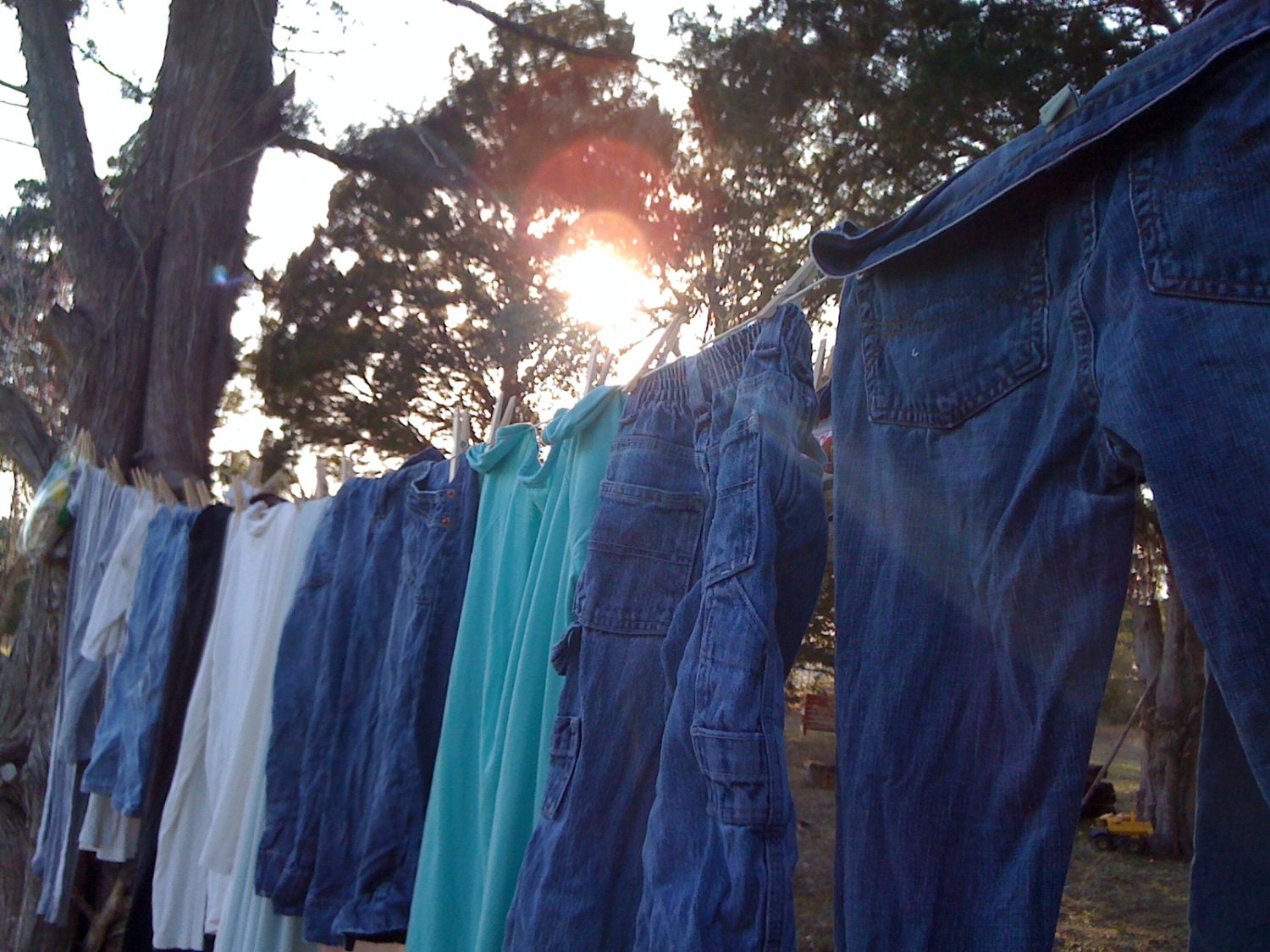 Clothes Drying On The Line - fine art photography - peace,  clothesline, laundry, vintage, nostalgia, simplicity, clothespins, simple life
