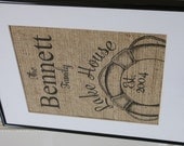 Personalized Lake House Burlap Artwork