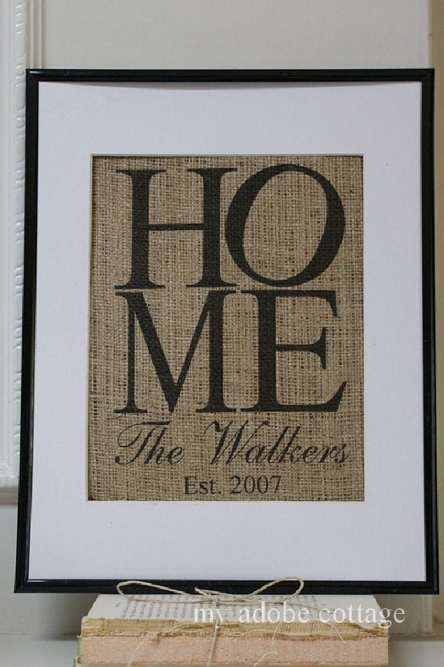 Housewarming Personalized Burlap Artwork - Engagements, Weddings, Anniversaries. Artwork only.