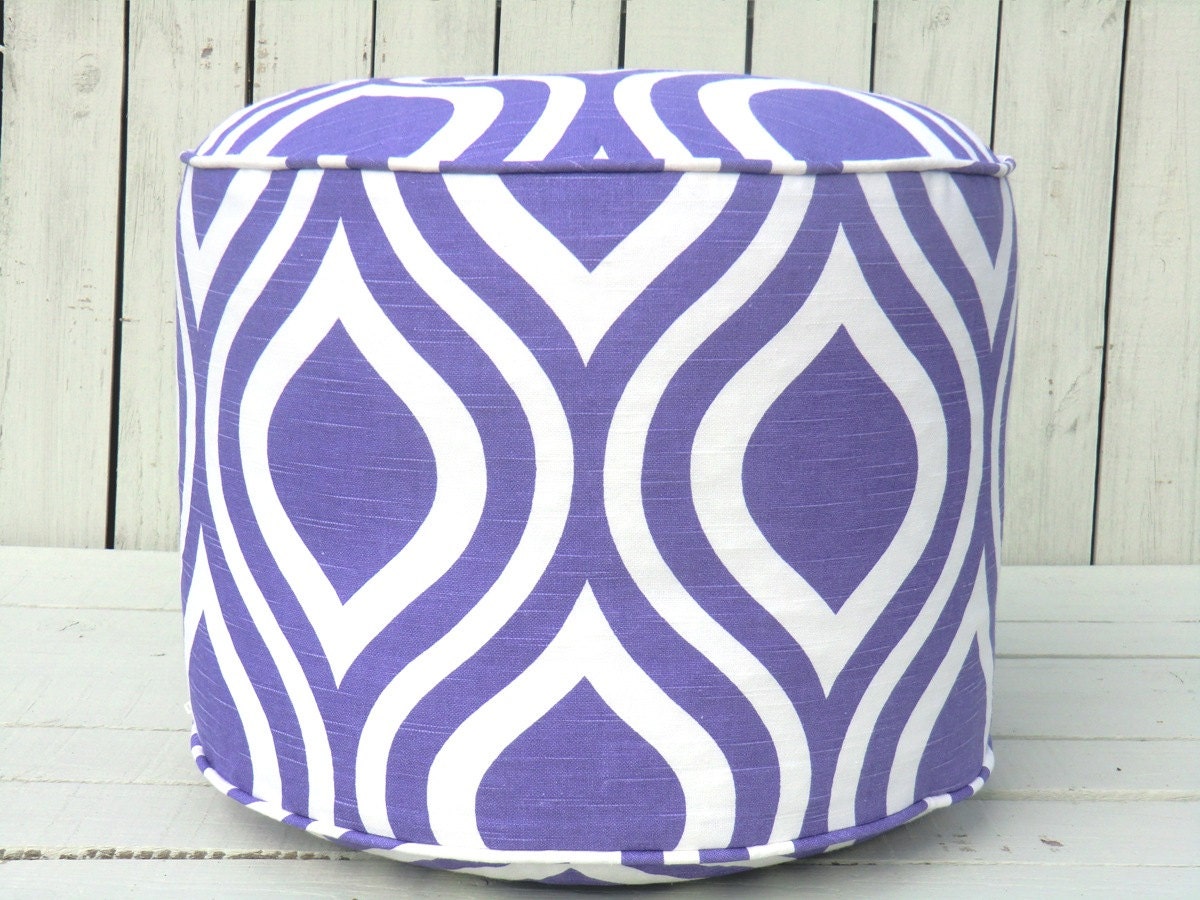 Lilac pouf ottoman, round ottoman 18",trellis swirl pouf, pouffe, nursery pouf, bean bag chair, purple floor cushion, kids floor pillow