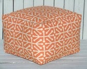 Orange square pouf ottman, orange ottoman 20x20x14, bean bag chair, square pouf, pouffe, orange floor cushion