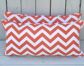 Orange chevron lumbar cover, chevron pillow cover 21x11, orange oblong pillow cover, orange lumbar pillow, chevron chair pillow