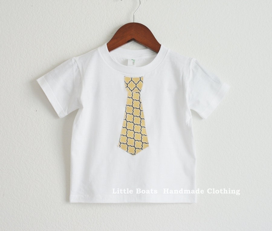Brother / Sister SET ... Aviary in yellow and gray Flutter sleeves Dress & Matching Neck Tie Applique Boys SHORT sleeves T-shirts or Onesie