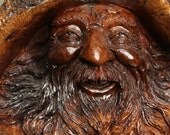 Wood Spirit Carving, Gnome Elf Wizard, Fathers Day Gift  Art for Dad, Husband by Gary Burns the Treewiz, log Cabin Decor Handmade in Oregon