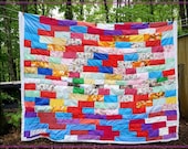 Summer CRAZY QUILT, Vintage from Alabama 70" x 80"