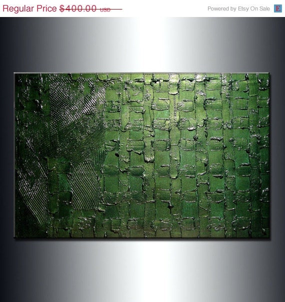 Original Textured Modern Metallic Olive Green Abstract Palette Knife Sculpture Painting by Henry Parsinia 36x24