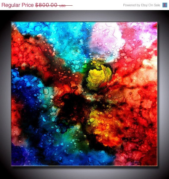 ORIGINAL Abstract Painting, Large Contemporary Fine Colorful Modern Painting, By Henry Parsinia Large 36x36