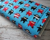 I am Ninja from Illustration Ink for Robert Kaufman, Ninja Blue 1/2 yd total