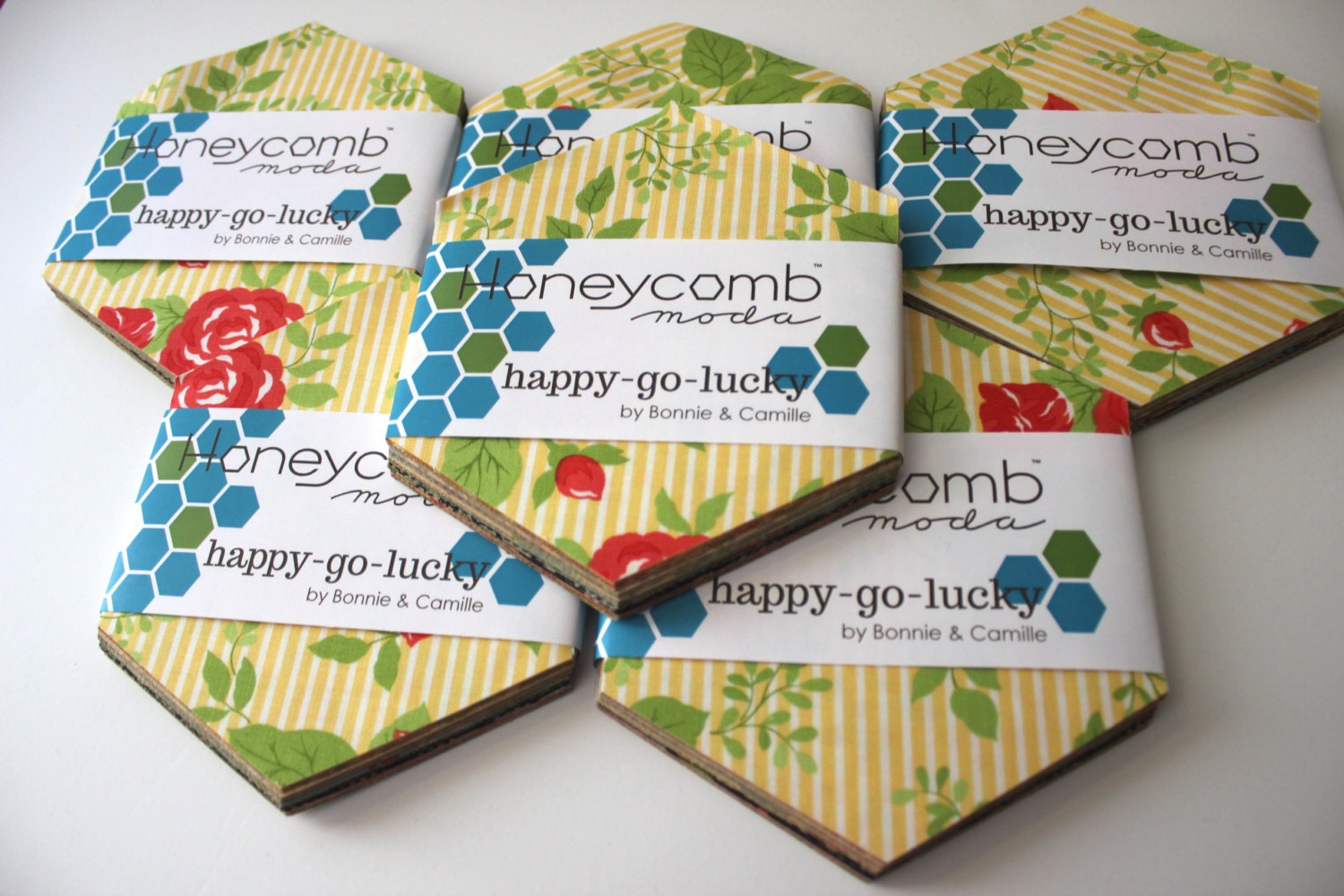 Happy Go Lucky HONEYCOMB Hexagons - Bonnie & Camille for Moda Fabrics - 6 inch precut hexagons  42 prints total
