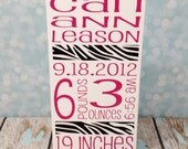 Baby Nursery Typography, Baby Birth Stats, Nursery Gift, Baby Shower Gift, Birth Announcement. Father's Day Gift Sign, Baby Shower Sign.
