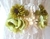 lace belt, romantic starfish belt, Bridal, Beach neck sash, shabby floral, women accessories, french country belt, OS