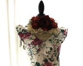Memorial Day Sale Vintage 80's dress, shabby floral party dress, garden party ruffle dress, romantic, women's vintage clothing, med