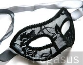 BLACK Raven Mask base (1 Mask) Black Fabric Mesh Lace over mask form - Venetian Mask for Masquerade ball costume or elven wedding