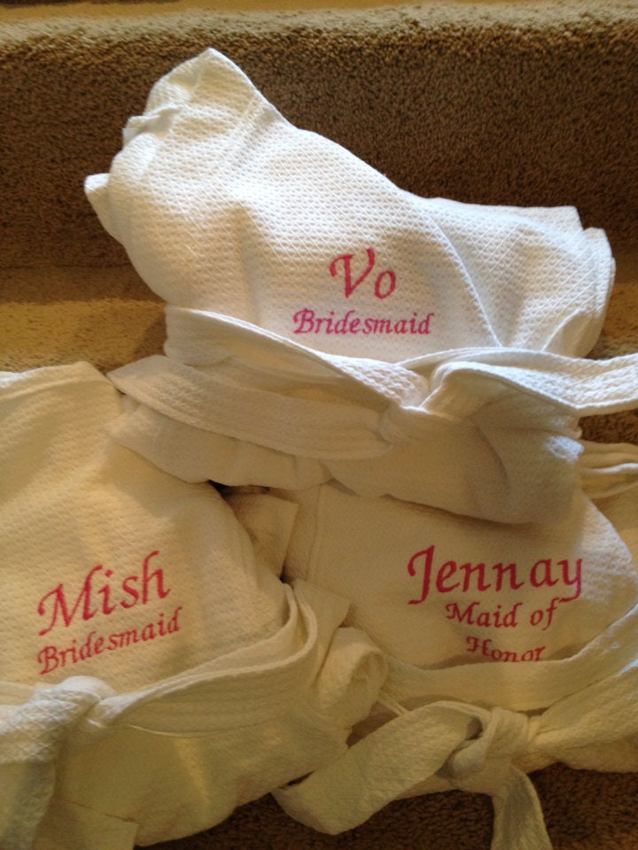 Set of 7 BRIDESMAID SPA ROBE and 4 Flower Girl Robes Personalized Spa Bath Robe Embroidered Wedding Gift