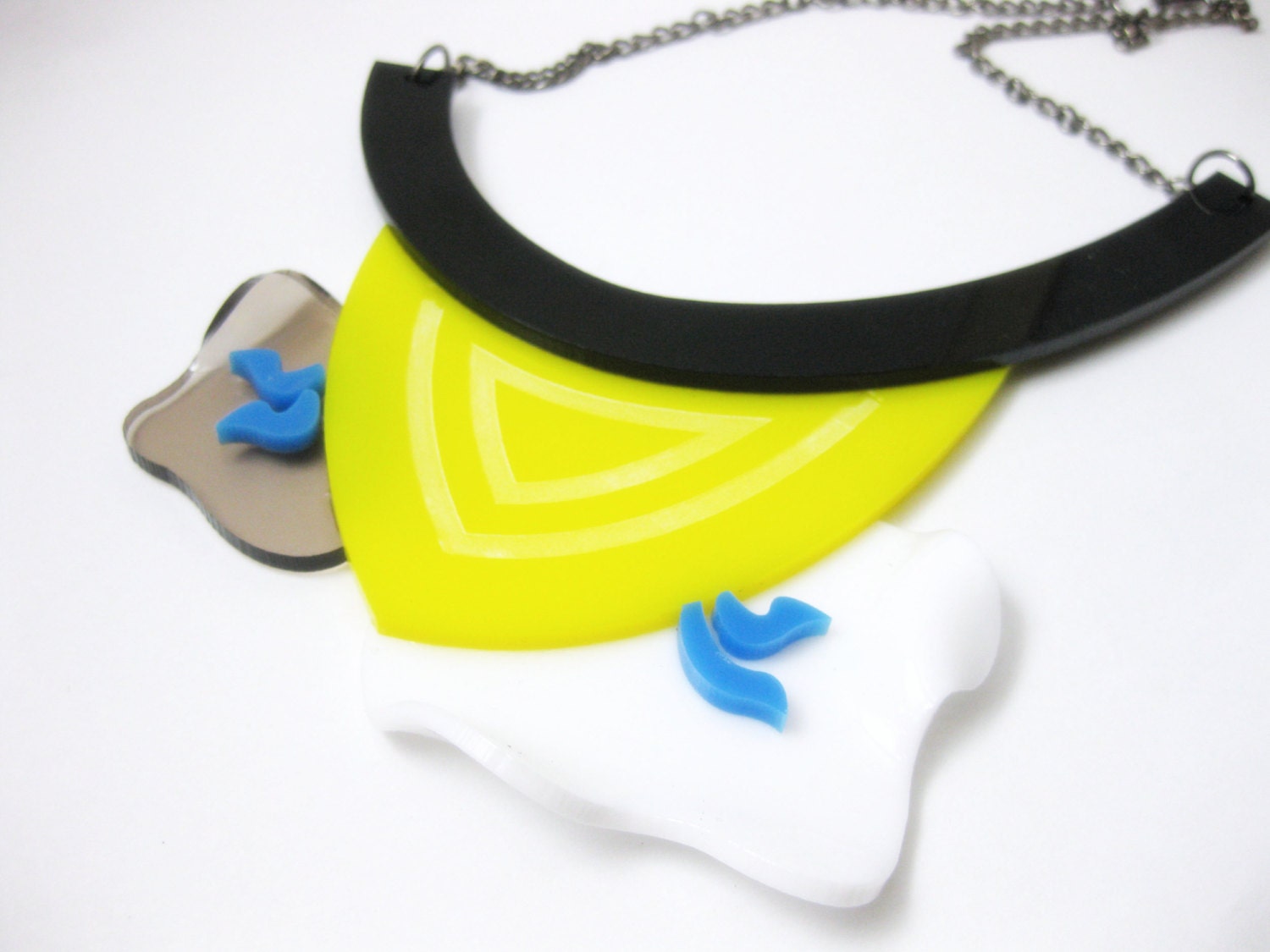 Flowers necklace - statement art jewelry - lasercut plexiglass