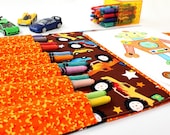 Travel toy for kids - large crayon wallet - crayon bag - Vehicles
