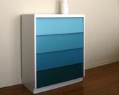 Ocean Waves Ombre Painted Wood Dresser. Pantone. Teal. Beach House. Blue Green.
