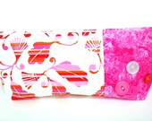 Clutch bag for cosmetics crafts storage gadgets zipper top, hot pink modern