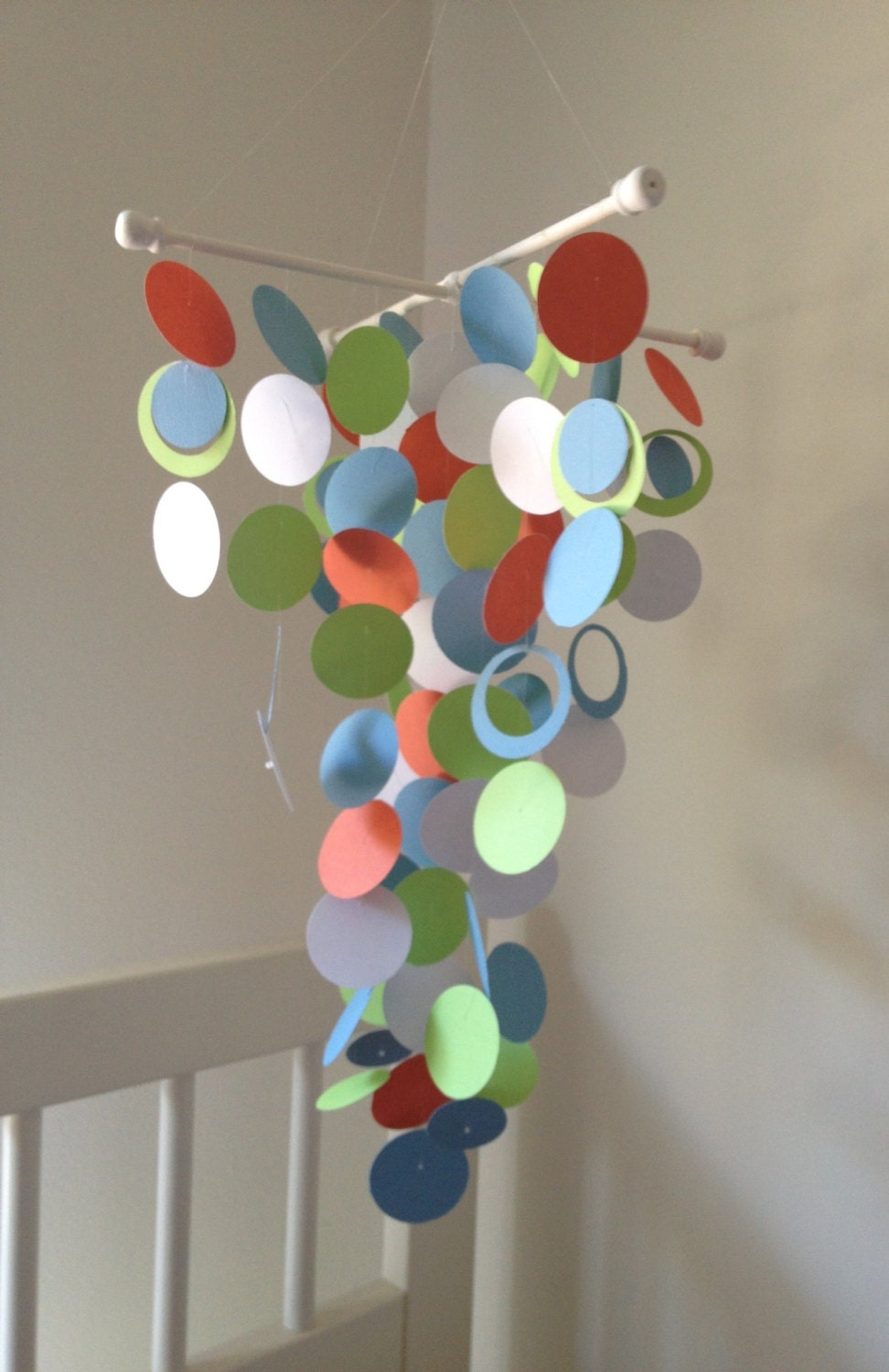 READY TO SHIP - Orange, Green, White and Blue Handmade Baby Mobile  - Medium