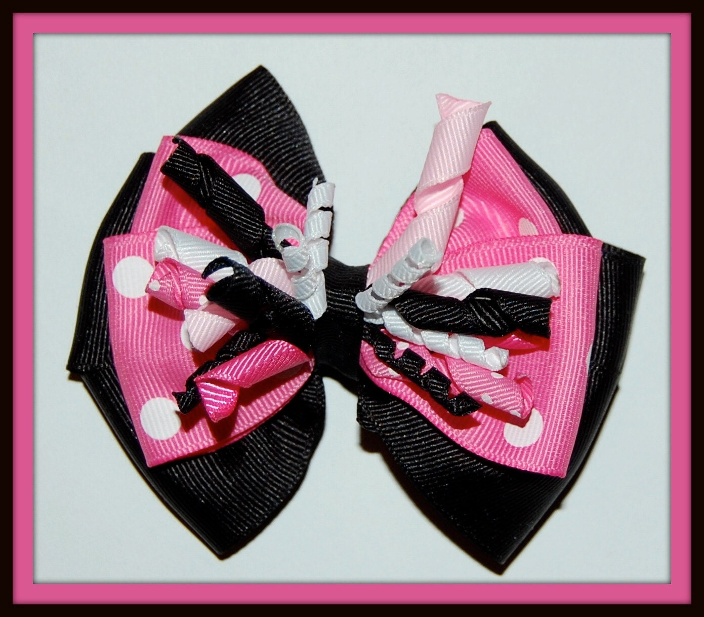 Adorable 4 Inch Hot Pink Minnie Mouse-Inspired Layered Hair Bow-Birthdays, Disney World, Gift...