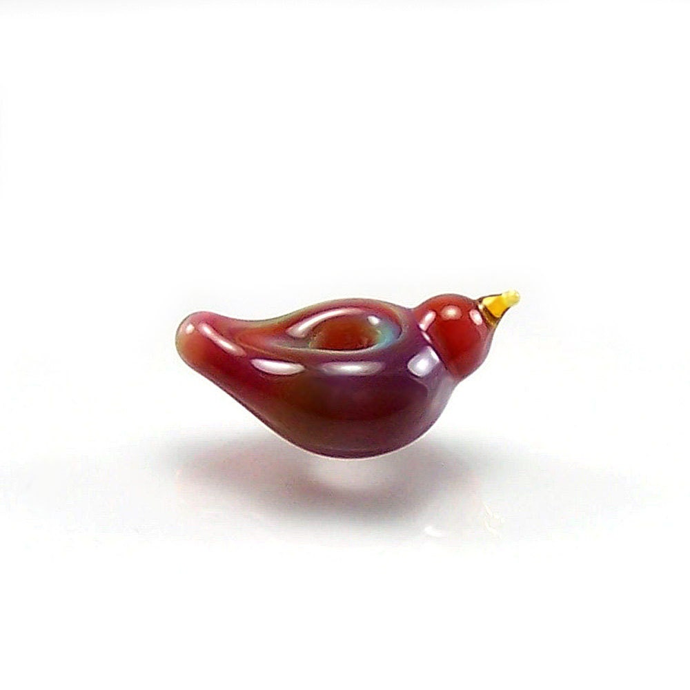 Pink & gold big hole bracelet bead, bird bead, SRA handmade lampwork European glass charm - Sunset BHB