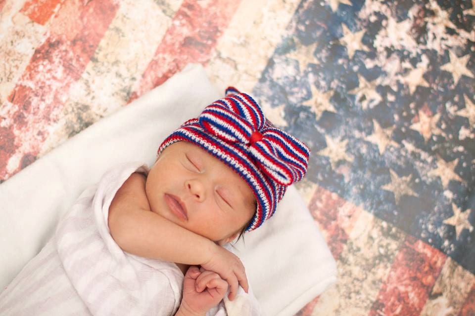 Boutique Hospital Hat- The Molly All American Girl with Bow
