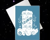 He Lives On A Cloud In The Sky Blank Card - 5 x 7 Full Color Birthday Gift Holiday Card