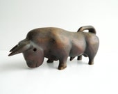 Solid wood bull carving