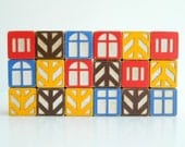 Set of 18 Scandinavian cottage style house wood building blocks