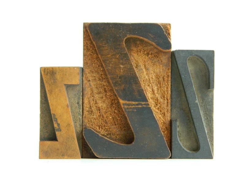 Vintage Letterpress Type Printers Blocks Trio of Z Z Z - large