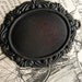 Victorian Mourning 40x30mm oval, antiqued brass frame setting, dark aged black patina, scroll trim - 30x40mm 40 x 30 40mm 30mm 40x30