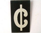 cents change black and white vintage letter symbol enamel metal sign hanging personalized initial modern text type font medium