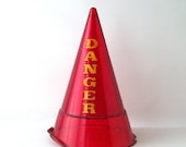 vintage red danger cone lights up emergency warning mens decorative home decor retro mid century modern