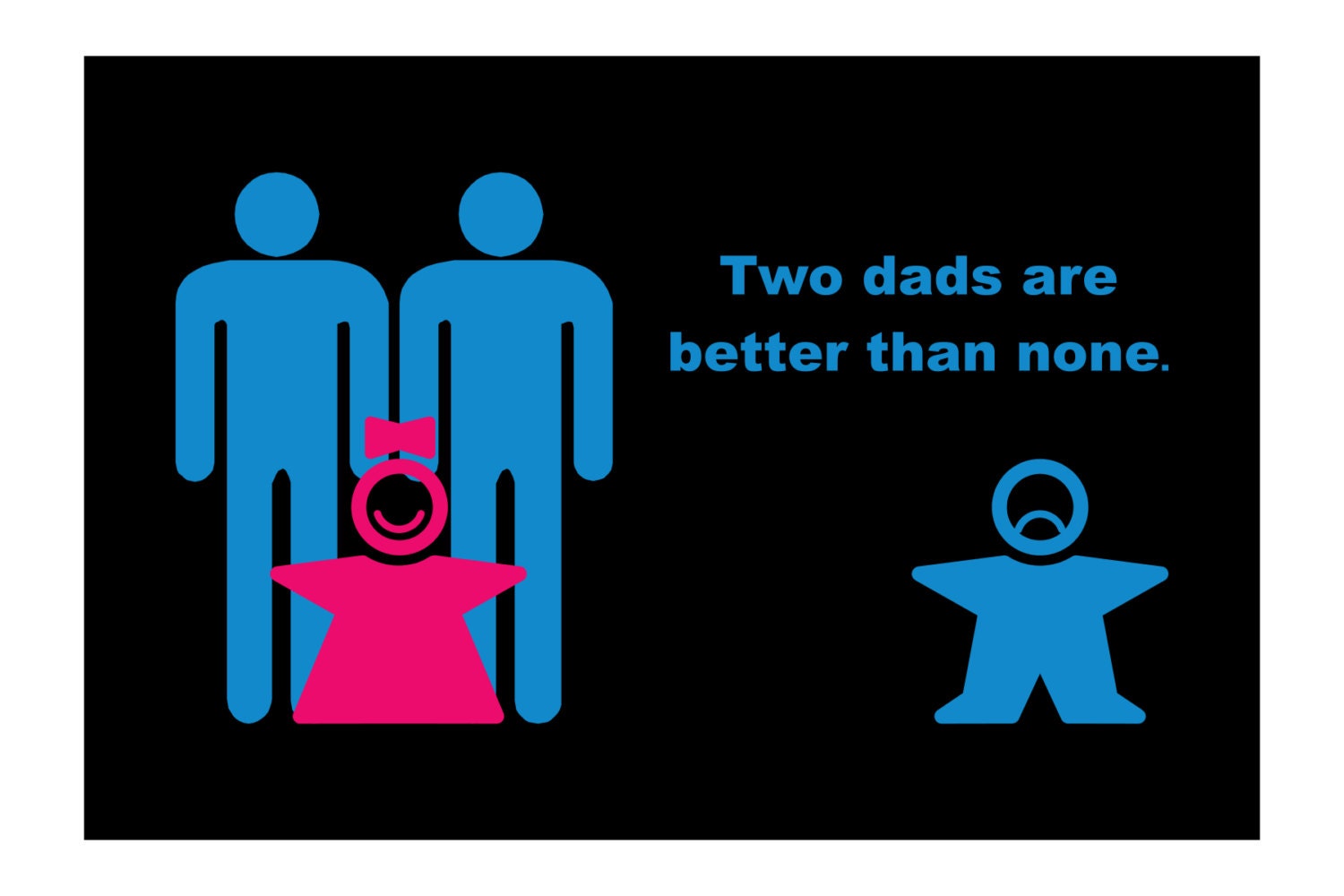 Two Dads are better than none, is a hand made gay themed greeting  card