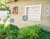 Fairy Party Garland - Periwinkle and Yellow Pinwheel Crochet Bunting