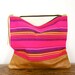 FROM MEXICO with LOVE - Sangria. Bright Fuchsia Striped Bag with Leather Bottom