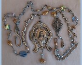 Reserved for Mia A Woman's Worth / Saint Thérèse of Lisieux and Virgin Mary French Antiques Assemblage Necklace