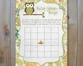 INSTANT DOWNLOAD Owl Baby Shower Bingo Game Cards, Printable Baby Shower Game 52012
