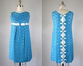 SALE Vintage 1960s Dress // 60s Blue Party Babydoll Dress // Sea of Bows