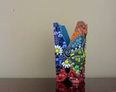 Mosaic Clothespin will delight anyone -  ooak rainbow colors on wooden clothespin design base