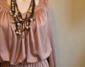 vintage. 70s Sue Brett Dusty Pink Jersey Dress / S M