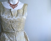 Memorial Day Weekend SALE vintage. 50s Pale Yellow Silk Formal Dress  //  S