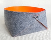 Large Felt Storage Basket - Charcoal Felt with Neon Color Interior