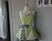4RetroSisters "Sadie Mae" Sweetheart Neckline - "Lime Breeze -   Womens Full Retro Modern Apron