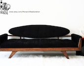 Danish Mid Century Modern Jetsons Black and Maple Daybed Sofa
