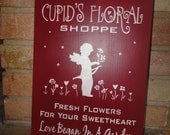 VALENTINES Day Decor, Home Decor, Housewares, Wood, Sign, Cupid