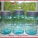 3 Blue Ball Mason Jars PINT Size Zinc Lids